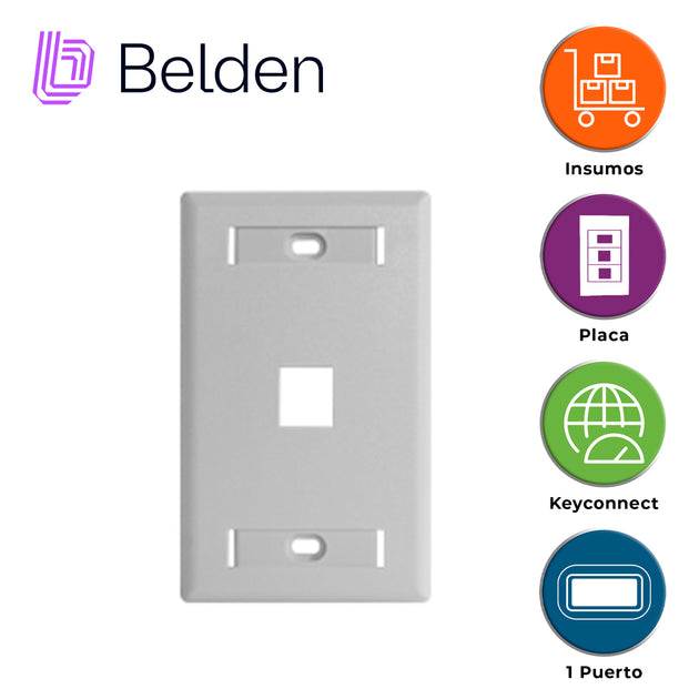 PLACA DE PARED (FACEPLATE) BELDEN AX102660 / INTERIOR / BLANCO /1 PUERTO / PIEZA