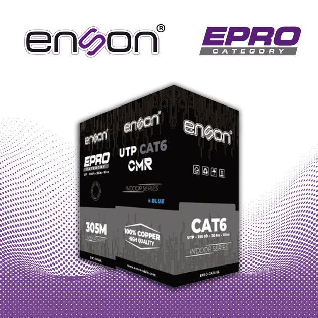 CABLE UTP CAT6 AZUL ENSON EPRO-CAT6-BL CRM / FORRO PVC / 4 PARES / CALIBRE 23 AWG / 100% COBRE / USO INTERIOR / COLOR AZ