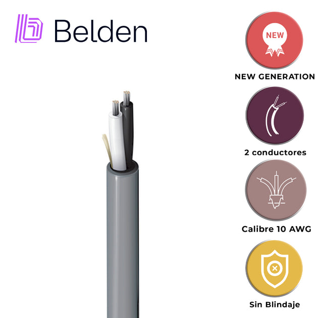CABLE DE AUDIO BELDEN 5T00UP 0081000 / INTERIOR / GRIS / 2 CONDUCTORES / 10 AWG / MULTIFILAR / FORRO PVC / CL2 / NO BLIN