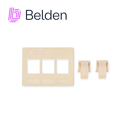 ADAPTADOR MODULAR KEYCONNECT BELDEN AX102291 3 PUERTOS COMPATIBLE CON JACKS CAT6A CAT6 CAT5E FIBRA Y COAXIAL COLOR BLANC