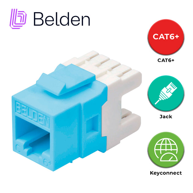 CONECTOR MODULAR JACK CAT6+ RJ45 BELDEN AX101326 / KEYCONNECT / INTERIOR / AZUL / PIEZA