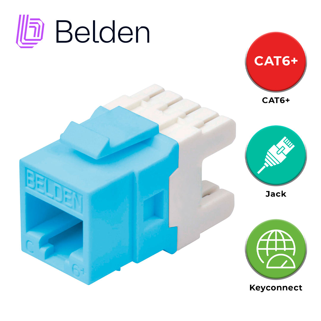 CONECTOR MODULAR JACK CAT6+ RJ45 BELDEN AX101326 / KEYCONNECT / INTERIOR / AZUL / PIEZA