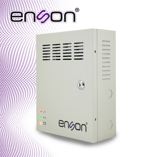 FUENTE DE PODER TIPO CAJA ENSON PSB-1209BACKUP 12VDC 5A 9 CANALES DE 0.55A CADA UNO Y SOPORTE DE BATERIA DE RESPALDO (NO