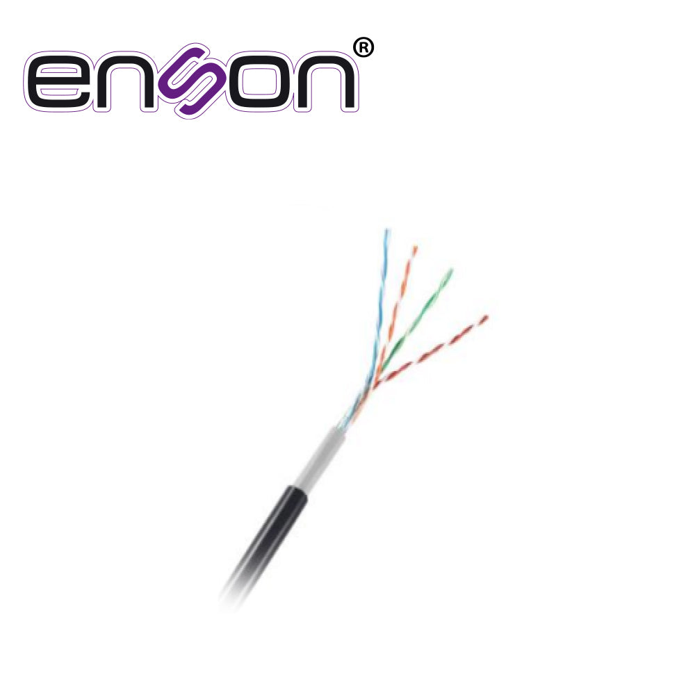 CABLE UTP CAT5E CCA ENSON 12252B305 PARA EXTERIOR SERIE ECO CALIBRE 24 AWG DOBLE FORRO PVC NEGRO RETARDANTE DE FLAMA Y R