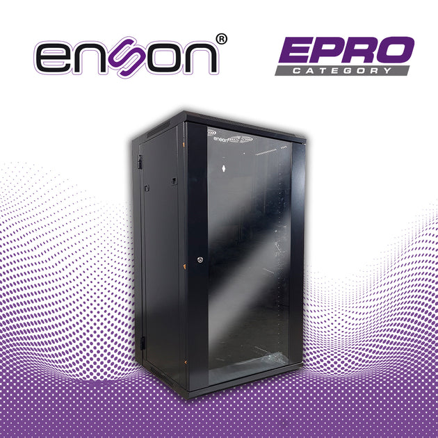GABINETE DE PISO/PARED ENSON ENS-RKGU22PRO 22U PUERTA FRONTAL DE CRISTAL TEMPLADO CON CERRADURA DE SEGURIDAD PUERTA TRAS