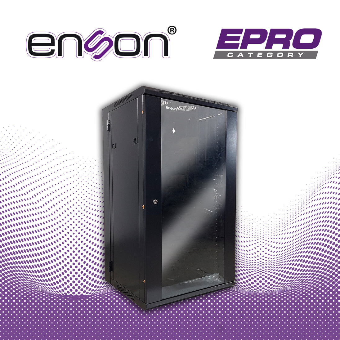 GABINETE DE PISO/PARED ENSON ENS-RKGU22PRO 22U PUERTA FRONTAL DE CRISTAL TEMPLADO CON CERRADURA DE SEGURIDAD PUERTA TRAS
