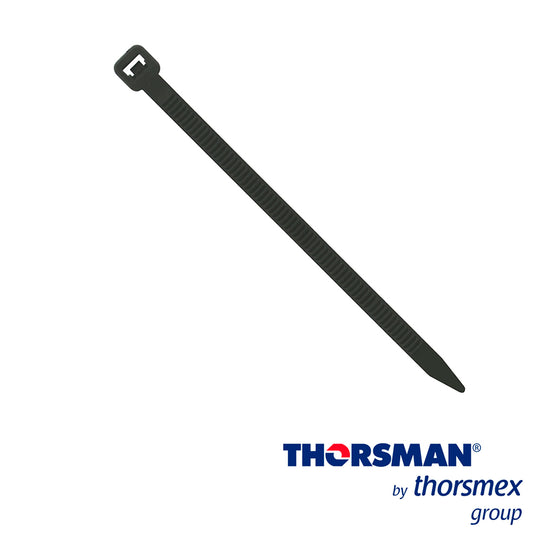 CINCHO NYLON TH-100 THORSMAN 4200-01001 COLOR NEGRO A 2.5MM- L 100MM BOLSA/100PZS DIAMETRO MAXIMO CAPACIDAD DE ATADO 22M