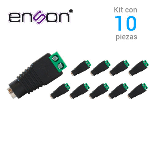 KIT 10 CONECTORES DE CORRIENTE HEMBRA 10x ENS-FC01 HEMBRA ENSON, TIPO JACK 3.5 MM PARA ALIMENTAR CAMARAS CCTV O REALIZAR
