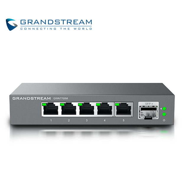 SWITCH NO ADMINISTRABLE GRANDSTREAM GWN7700M / 5 PUERTOS 10/100/1,000M/2,500MBPS / 1 PUERTO SFP+ 10GBPS / MONTAJE ESCRIT