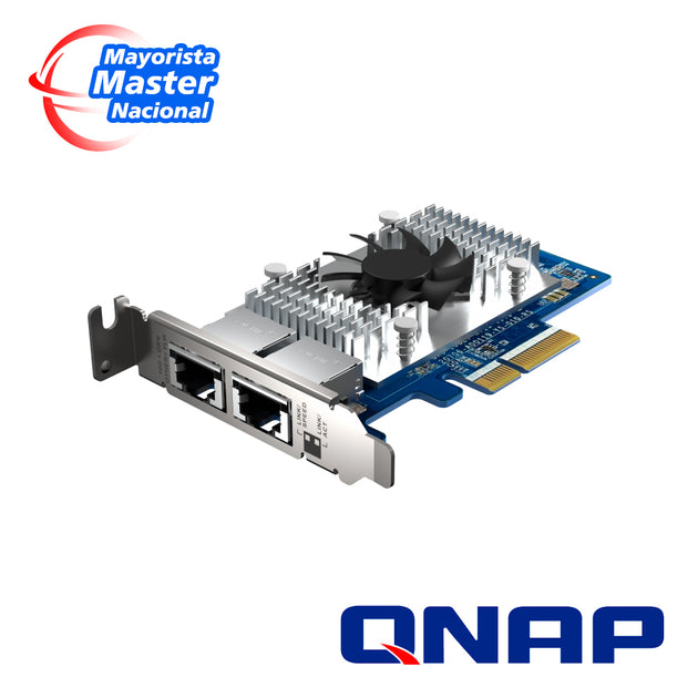 TARJETA DE RED QNAP QXG-10G2T-X710 / VELOCIDAD DE TRANSMISION 10GBE / 2 PUERTOS ETHERNET RJ45 / PCI 3X4 / COMPATIBLE CON