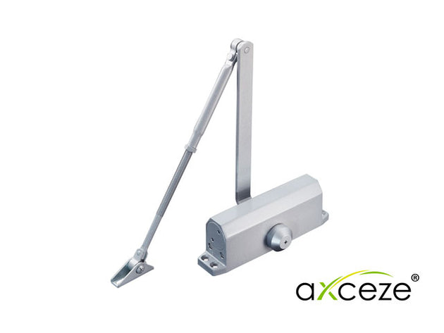 BRAZO CERRADOR DE PUERTAS AX-DOORC120 MARCA AXCEZE PUEDE CERRAR UNA PUERTA DE HASTA 120 KG INSTALACION EN INTERIORES FAC