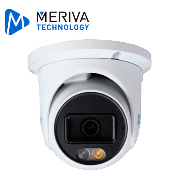 CAMARA IP TURRET MERIVA TECHNOLOGY MTD-808D / 8MP / H.265+ / 2.8MM / ILUMINACION DUAL (20-30M IR / LUZ CALIDA) / IP67 / 