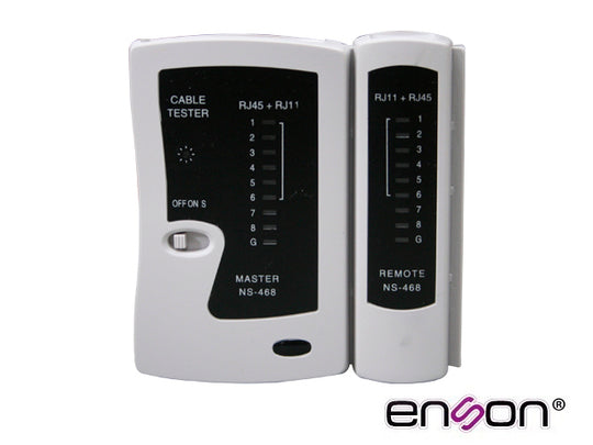 TESTER PARA CABLE DE RED ENSON ENS-TELN1 IDEAL PARA IDENTIFICAR ERRORES DE TERMINADO Y CONTINUIDAD DE CABLES DE RED Y TE