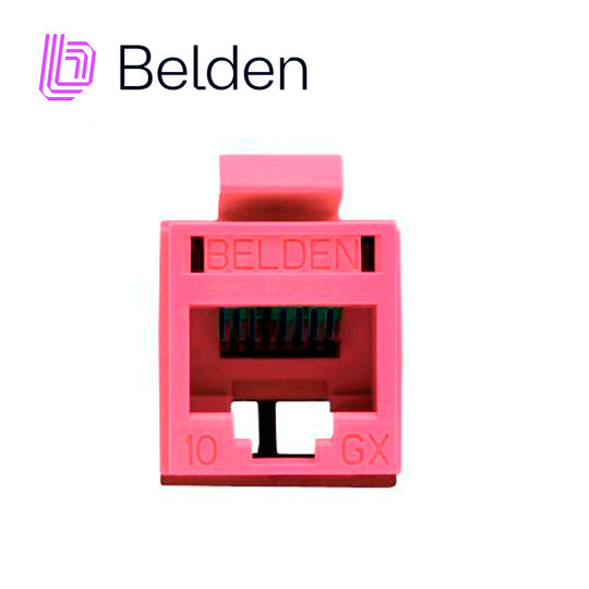 CONECTOR MODULAR JACK RJ45 CAT6A REVCONNECT BELDEN RVAMJKUTR-S1 ESTILO KEYCONNECT ROJO CLARO COMPATIBLE CON FACEPLATE AX