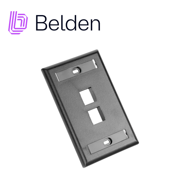 PLACA DE PARED (FACEPLATE) BELDEN AX104161 / INTERIOR / NEGRO / 2 PUERTOS / PIEZA