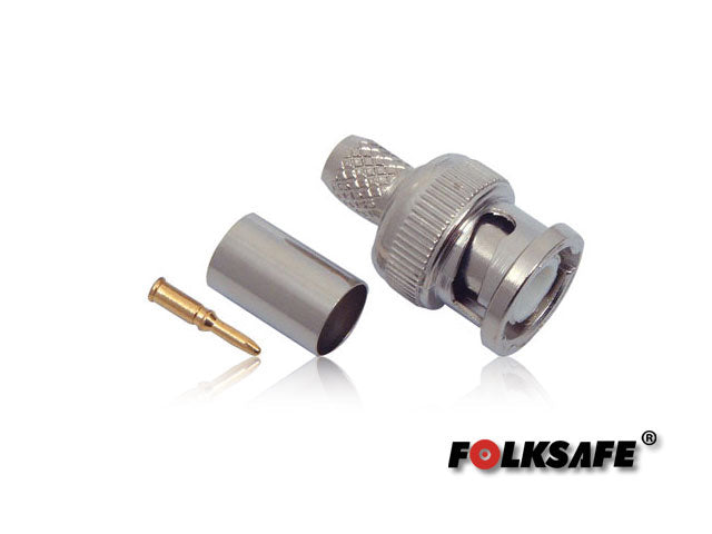 CONECTOR PARA CRIMPEAR BC6 FOLKSAFE BNC MACHO(CONECTOR, PIN DE COBRE Y ANILLO) PARA CRIMPEAR EN CABLE COAXIAL RG6, MEDID