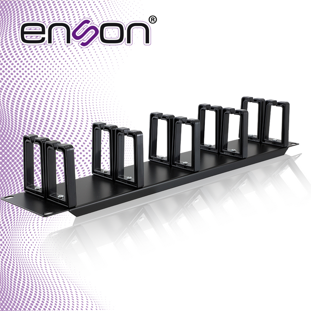ORGANIZADOR HORIZONTAL FRONTAL PARA RACK ENSON ENS-CMR24 2UR CON PEINES DE POLICARBONATO PARA MAYOR PROTECCION Y MEJOR A