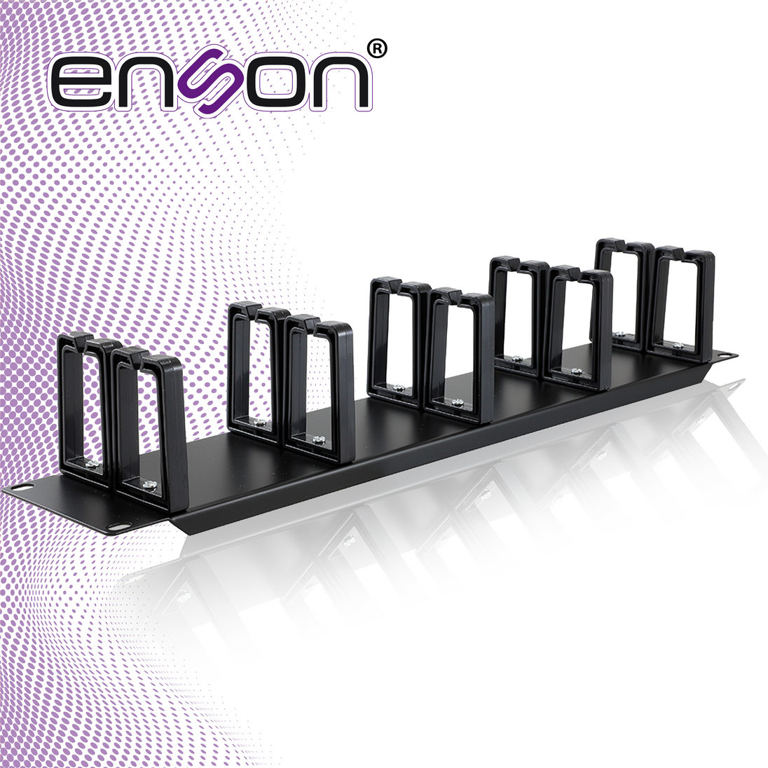 ORGANIZADOR HORIZONTAL FRONTAL PARA RACK ENSON ENS-CMR24 2UR CON PEINES DE POLICARBONATO PARA MAYOR PROTECCION Y MEJOR A