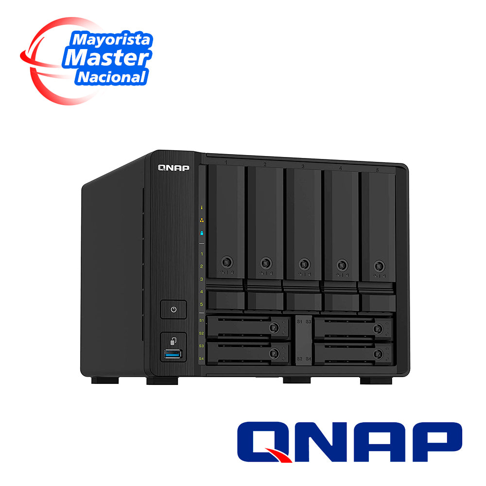 NAS QNAP TS-932PX-4G-US / PROCESADOR ANAPURNALABS / MEMORIA RAM 4GB / 5 BAHIAS FRONTALES SATA 3.5 PULGADAS MAS 4 BAHIAS 