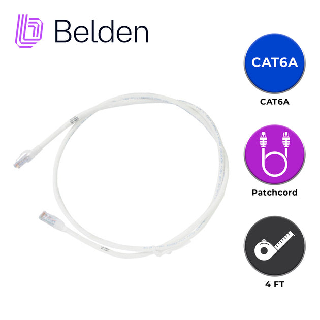 PATCH CORD UTP CAT6A BELDEN CA21109004 / INTERIOR / BLANCO / 4 PARES / 24 AWG / FORRO PVC / CMR / 4 PIES 1.2 METROS