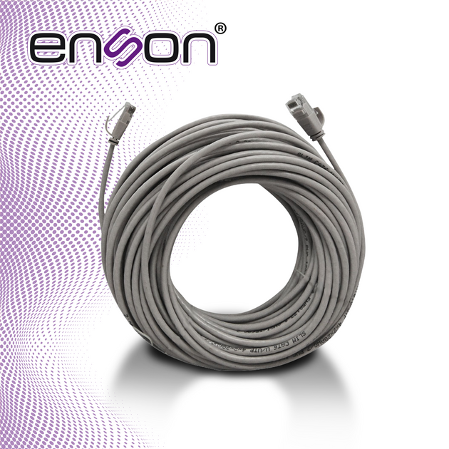 CABLE PREARMADO ENSON ENS-IP18CAT6 DE 18MTS CAT6 CON CONECTORES RJ45 TIPO MACHO A CADA EXTREMO COLOR GRIS PARA SISTEMAS 