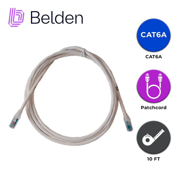 PATCH CORD UTP CAT6A BELDEN CA21109010 / INTERIOR / BLANCO / 4 PARES / 24 AWG / FORRO PVC / CMR / 10 PIES 3 METROS