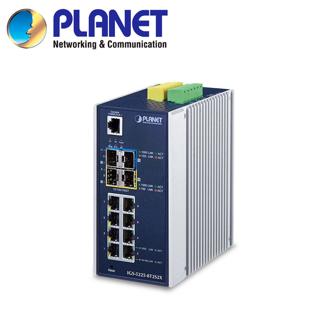 SWITCH INDUSTRIAL ADMINISTRABLE L3+ PLANET IGS-5225-8T2S2X / 8 PUERTOS RJ45 10/100/1,000MBPS / 2 PUERTOS SFP 100M/1/2.5G