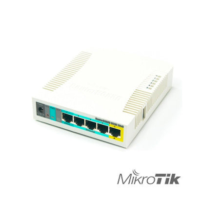 RUTEADOR INALAMBRICO MIKROTIK RB951UI-2HND,2.4GHZ, 5 FAST GABINETE DE PLASTICO IDEAL PARA CASA U OFICINA.