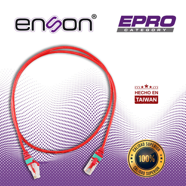 PATCHCORD RJ45 ENSON EPRO-6PC90-RD DE 90CM CAT6 COLOR ROJO ULTRADELGADO IDEAL PARA TERMINADOS EN PATCHPANEL DE ALTA DENS