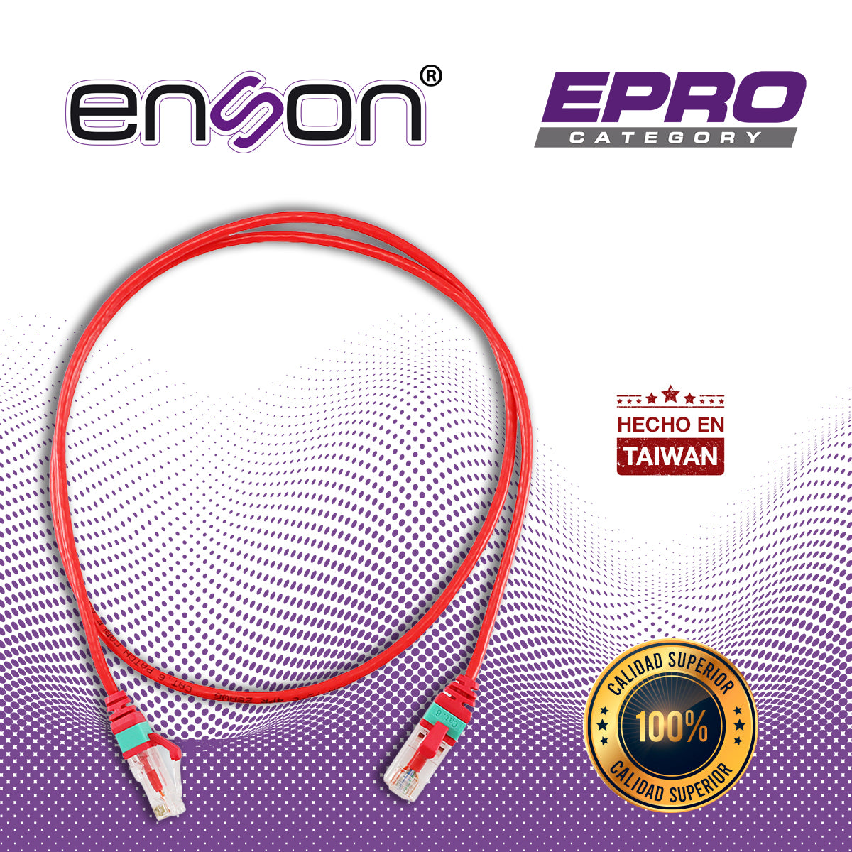 PATCHCORD RJ45 ENSON EPRO-6PC90-RD DE 90CM CAT6 COLOR ROJO ULTRADELGADO IDEAL PARA TERMINADOS EN PATCHPANEL DE ALTA DENS