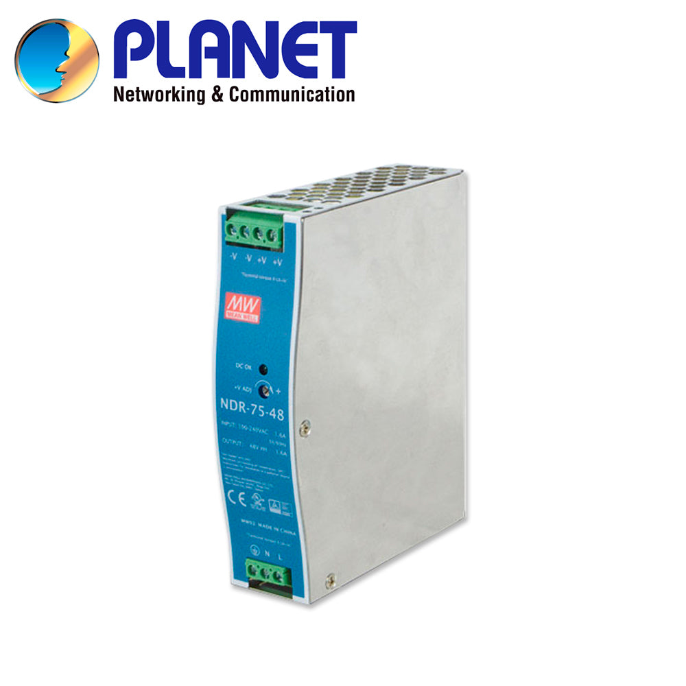 FUENTE DE PODER INDUSTRIAL PLANET PWR-75-48 / ENTRADA 90-264VCA/127-370VCD / SALIDA 48VCD 75W 1.6A / INSTALACION DIN-RAI
