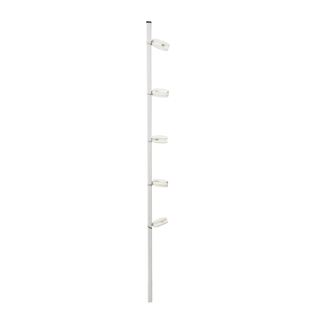 POSTE ECONOMICO PERFIL CON 5 AISLADORES DE ESQUINA BLANCO COLOCADOS CADA 20 CM, PARA CERCAS ELECTRIFICADAS