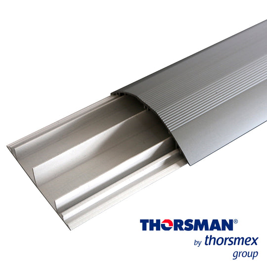 DUCTHO MEDIA CAÑA PVC CON TAPA DE ALUMINIO THORSMAN 8802-80300, COLOR DE BASE (BLANCO) TAPA (NATURAL), 90 MM X 20 MM DE 