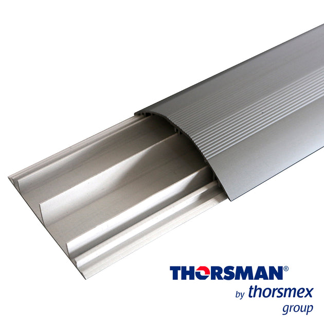 DUCTHO MEDIA CAÑA PVC CON TAPA DE ALUMINIO THORSMAN 8802-80300, COLOR DE BASE (BLANCO) TAPA (NATURAL), 90 MM X 20 MM DE 
