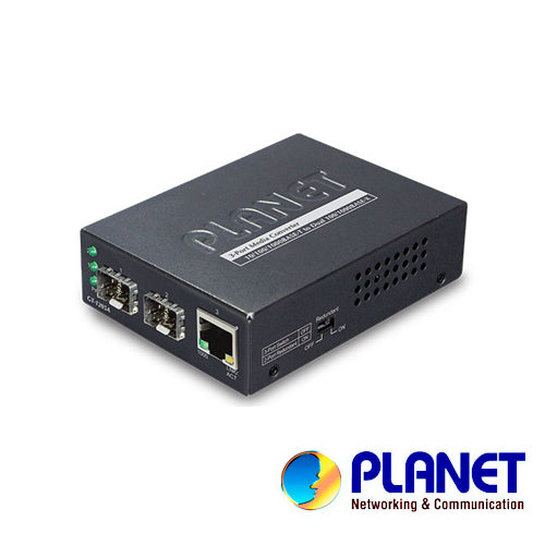 CONVERTIDOR DE MEDIOS DE FIBRA OPTICA DUAL A UTP PLANET GT-1205A/ 2 PUERTOS FIBRA OPTICA SFP VELOCIDAD DE TRANSMISION 10