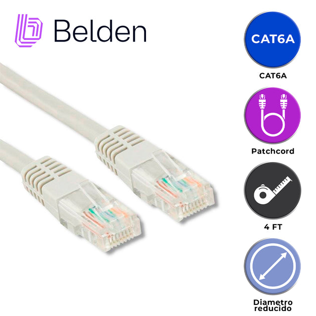 PATCH CORD DIAMETRO REDUCIDO UTP CAT6A BELDEN CAD1109004 / INTERIOR / BLANCO / 4 PARES / 28 AWG / FORRO PVC / CMR / 4 PI