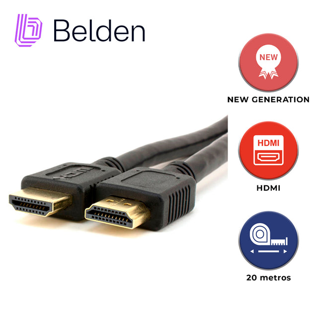 CABLE HDMI BELDEN HDE020MB / HIGH SPEED / 1080P 60HZ / 4K 30HZ / 20 METROS / TIPO A-A / PIEZA