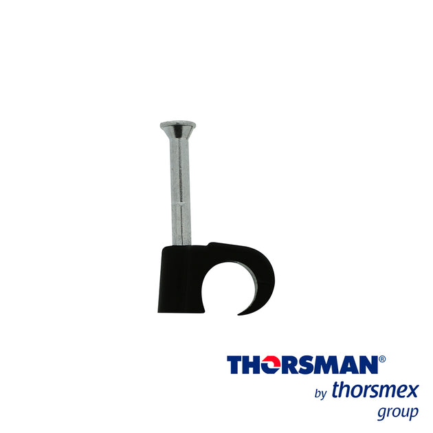 GRAPAS REFORZADA SUJETHOR THORSMAN 3103-00301 TC 7-10 RC 1PULG CAJA /100PZAS NEGRO, IDEAL PARA CABLE UTP, CLAVO GALVANIZ