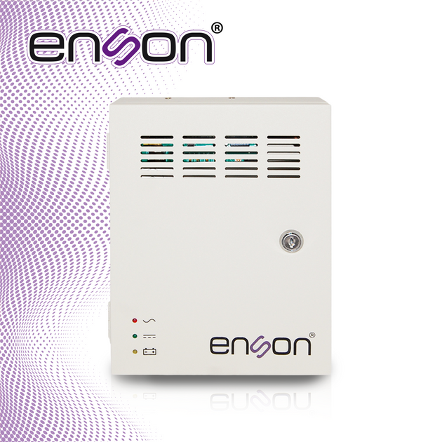 FUENTE DE PODER TIPO CAJA ENSON PSB-1204BACKUP 12VDC 3A 4 CANALES DE 0.75A CADA UNO Y SOPORTE DE BATERIA DE RESPALDO (NO