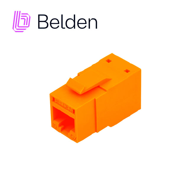CONECTOR MODULAR JACK RJ45 CAT6A REVCONNECT BELDEN RVAMJKUOR-S1 ESTILO KEYCONNECT NARANJA COMPATIBLE CON FACEPLATE AX102