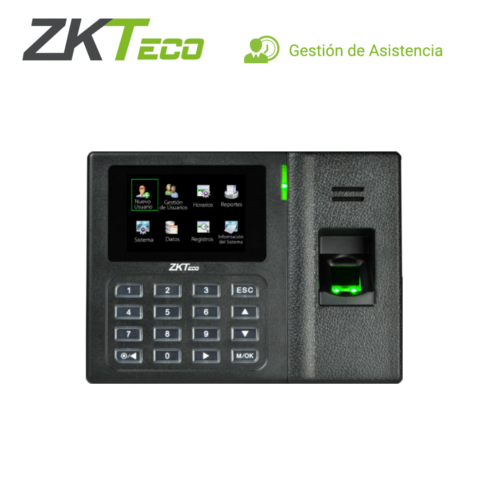 CONTROL DE ASISTENCIA CHECADOR AUTONOMO ZKTECO LX14 BIOMETRICO DE 500HUELLAS/500CONTRASEÑAS/50,000REGISTROS USBHOST/SSR-