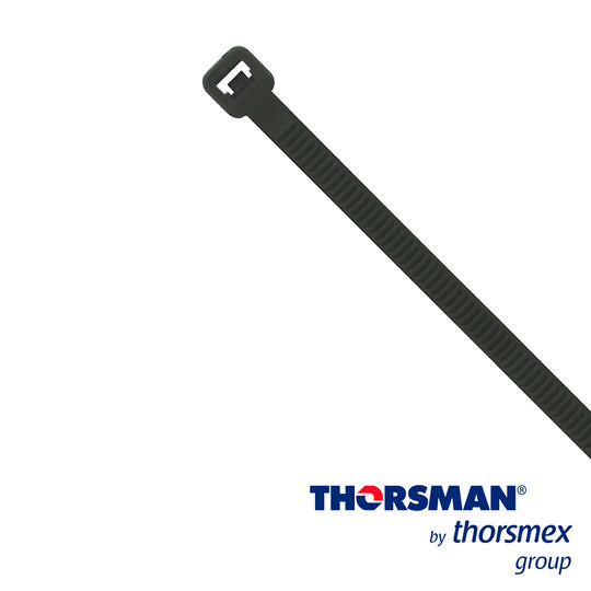 CINCHO NYLON TH-190 THORSMAN 4200-03001 COLOR NEGRO, A 4.8MM - L 190MM, BOLSA/100PZS, DIAMETRO MAXIMO CAPACIDAD DE ATADO