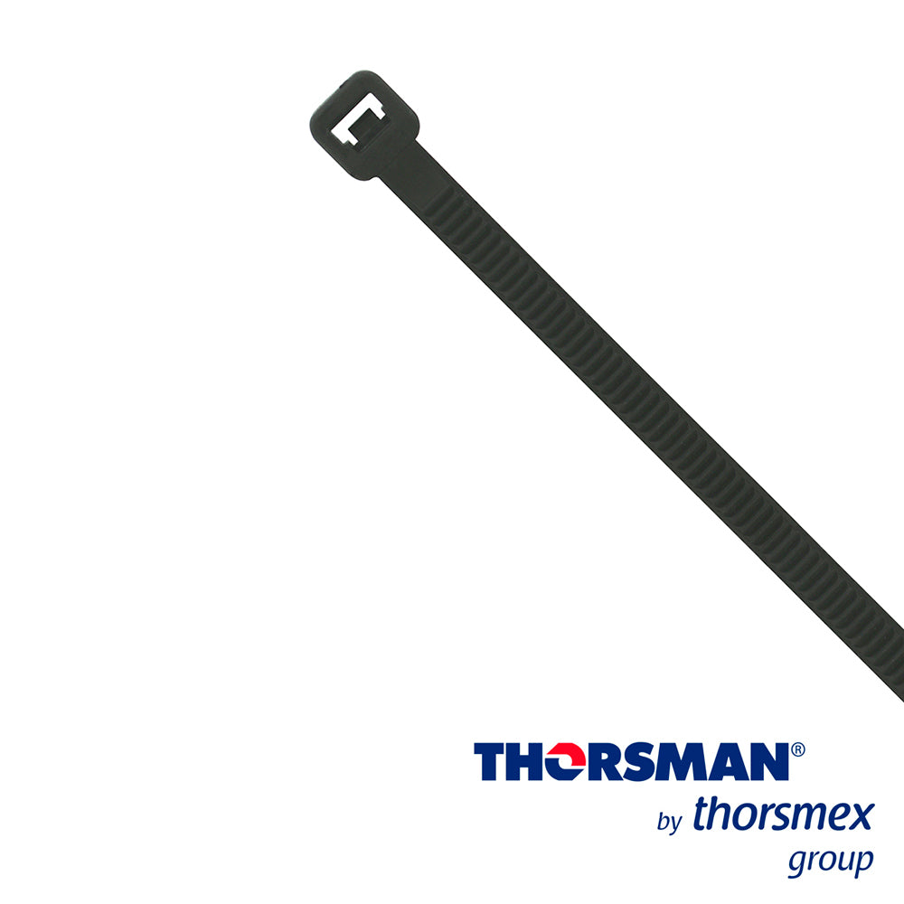 CINCHO NYLON TH-190 THORSMAN 4200-03001 COLOR NEGRO, A 4.8MM - L 190MM, BOLSA/100PZS, DIAMETRO MAXIMO CAPACIDAD DE ATADO