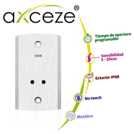 BOTON DE PERTICION DE SALIDA AX-B140 FORMATO VERTICAL CUBIERTA METALICA GRADO DE PROTECCION IP68 SOPORTA EXTERIOR TIENE 