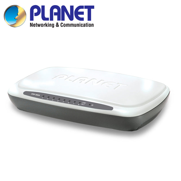 SWITCH NO ADMINISTRABLE DE 8 PUERTOS / PLANET SW-804 / 8 PUERTOS RJ45 10/100 MBPS MDI/MDI-X / PLASTICO / ALIMENTACION 5V