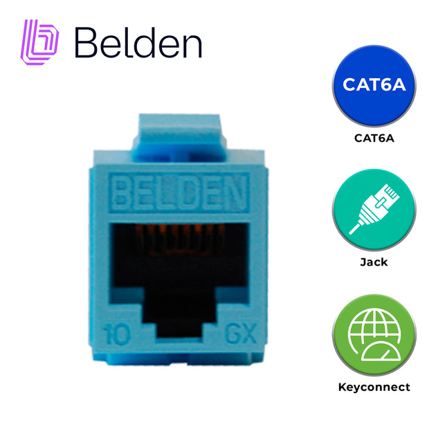 CONECTOR MODULAR JACK CAT6A RJ45 BELDEN AX102288 / KEYCONNECT / INTERIOR / AZUL CLARO / PIEZA