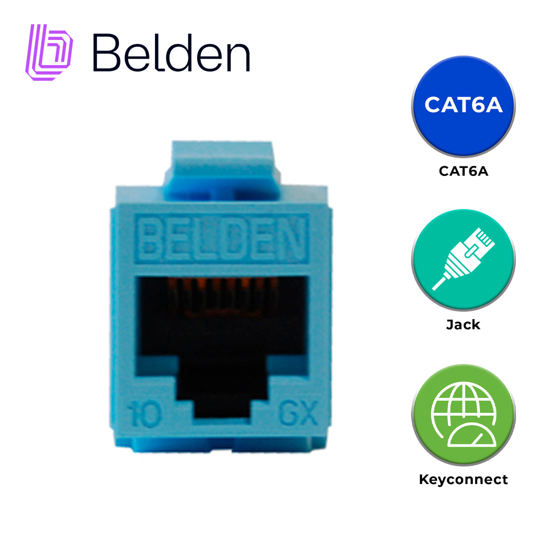 CONECTOR MODULAR JACK CAT6A RJ45 BELDEN AX102288 / KEYCONNECT / INTERIOR / AZUL CLARO / PIEZA
