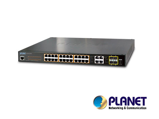 SWITCH ADMINISTRABLE PLANET GS-4210-24PL4C / 28 PUERTOS RJ45 10/100/1000 MBPS / 4 PUERTOS SFP 100/1000 MBPS / 24 PUERTOS