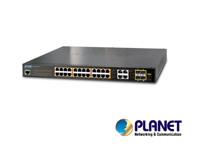 SWITCH ADMINISTRABLE PLANET GS-4210-24PL4C / 28 PUERTOS RJ45 10/100/1000 MBPS / 4 PUERTOS SFP 100/1000 MBPS / 24 PUERTOS