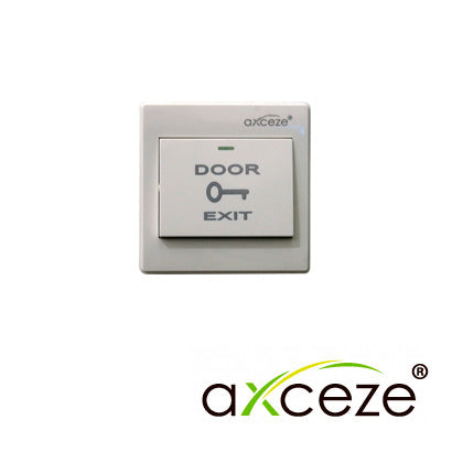 BOTON LIBERADOR AXCEZE AX-B40 BOTON TIPO PUSH FABRICADO EN PLASTICO INCLUYE BASE MEDIDAS 86 X 86 X 25 MM CONEXION A 2 HI